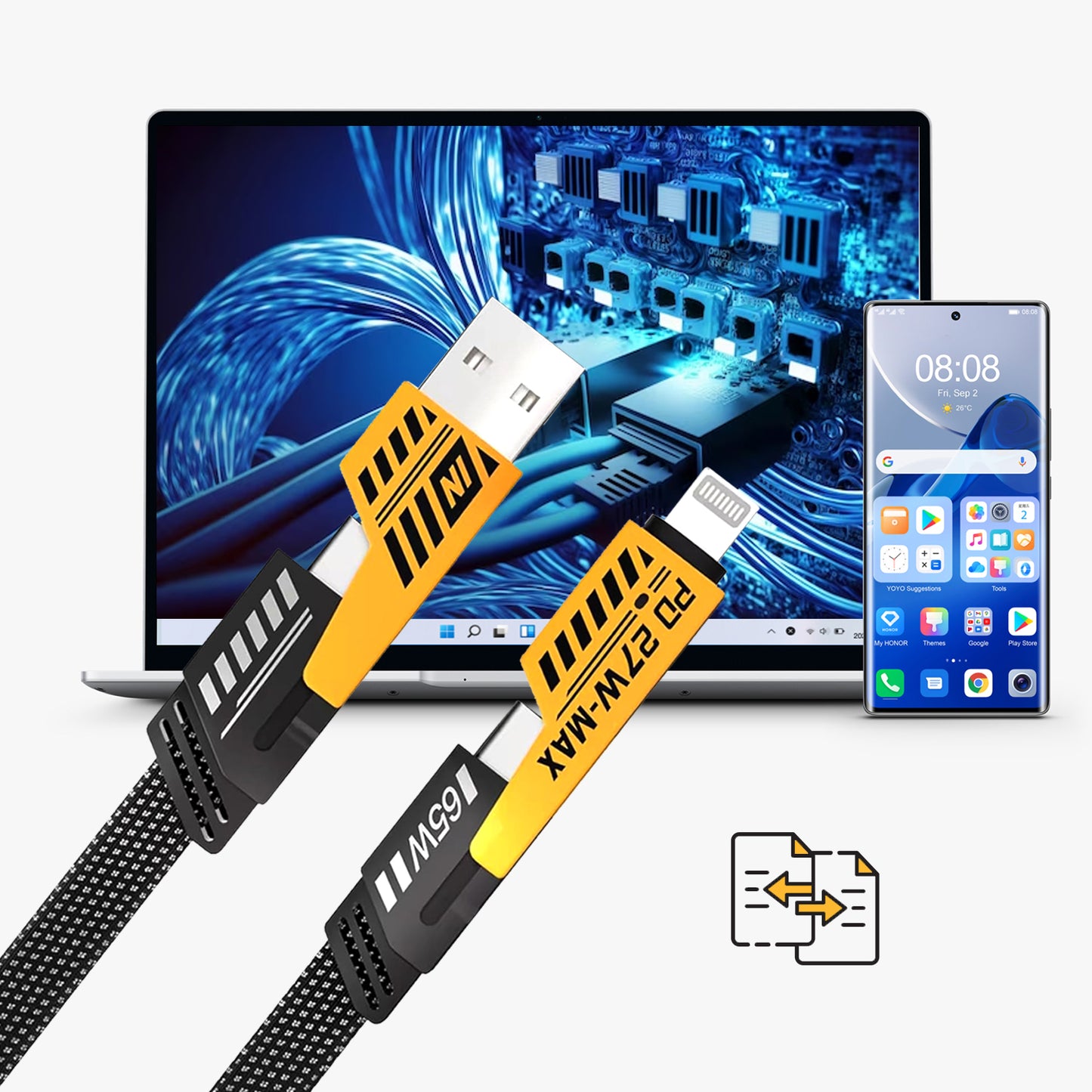 4 IN 1 ONE ULTRA FAST CHARGING & DATA TRANSFER CABLE